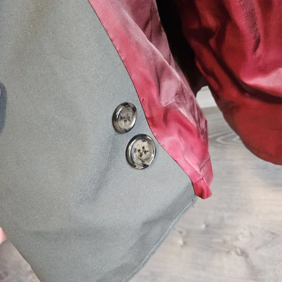 ❤️ VTG London Fog 40R Grey & Burgundy Trench Coat - Picture 13 of 15